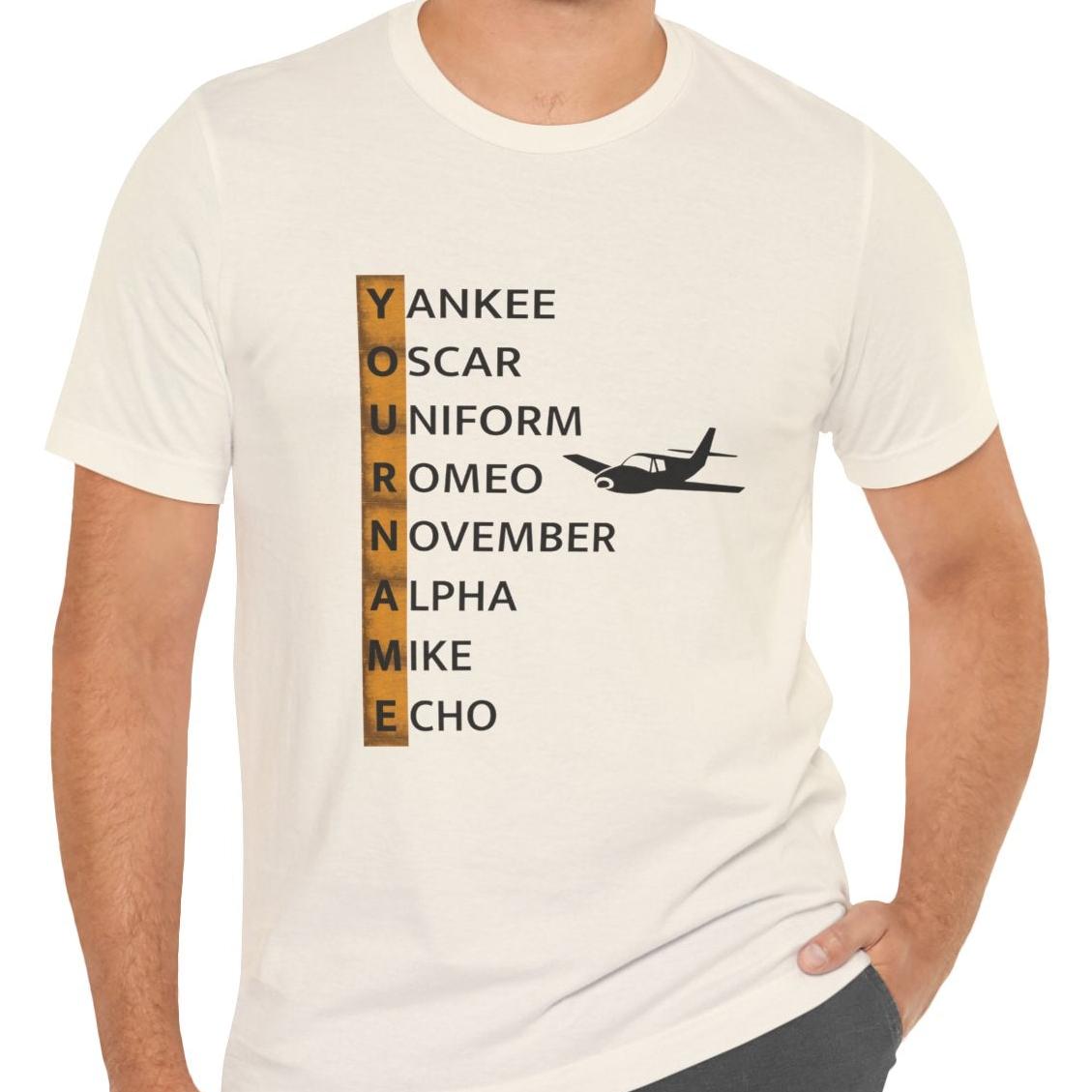 Your Name in NATO Phonetic Alphabet Personalized Aviation T-Shirt