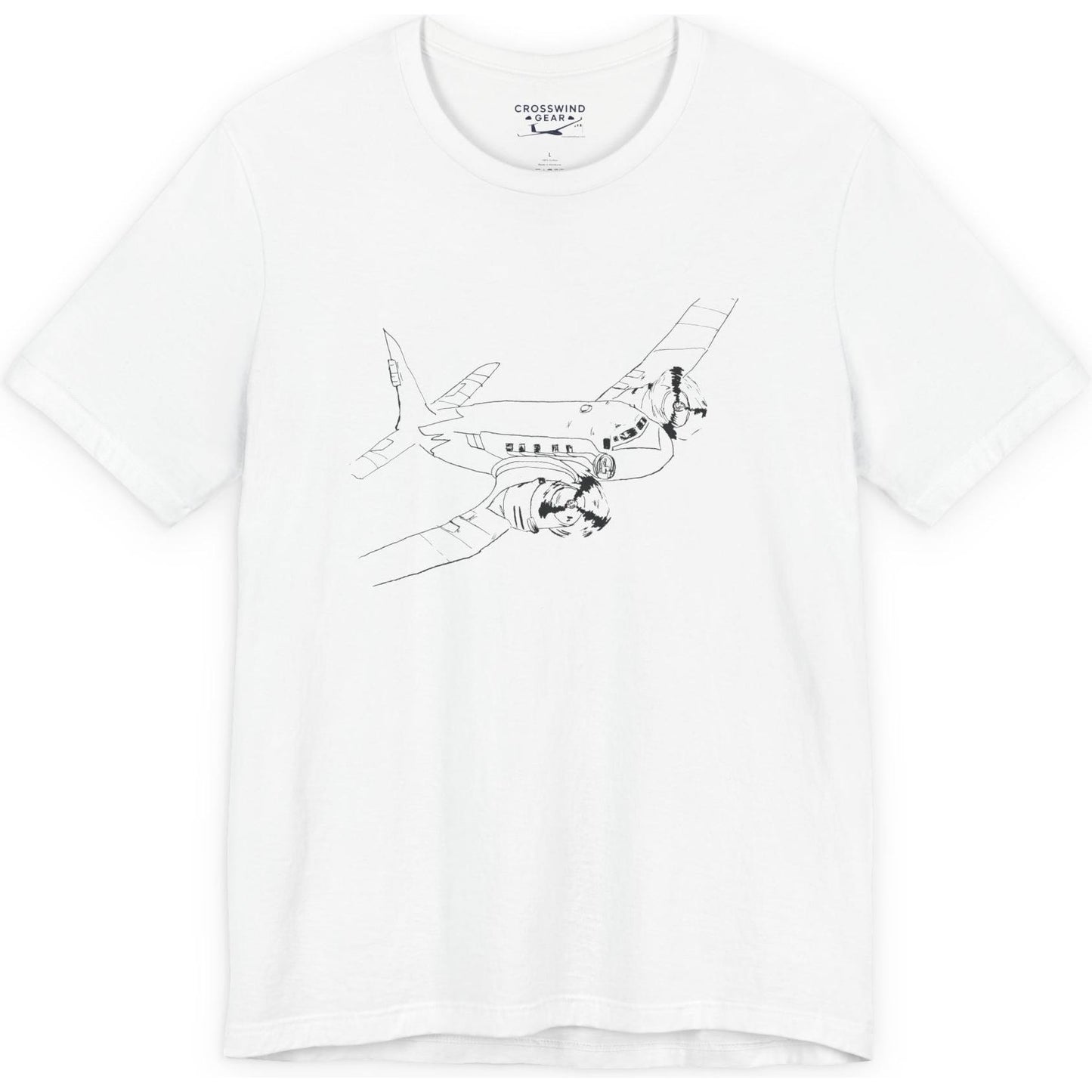 Propeller airliner in flight original artwork - aviation T-Shirt
