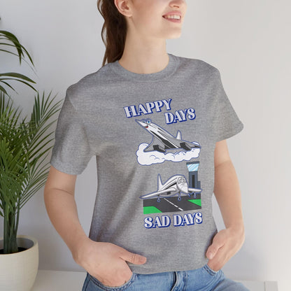 Happy Days / Sad Days — Retro Droop-Nose Airliner Cartoon T-Shirt