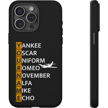 Your Name in NATO Phonetic Alphabet — Personalized Tough Phone Case for Aviators
