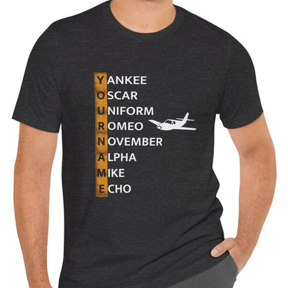 Your Name in NATO Phonetic Alphabet Personalized Aviation T-Shirt