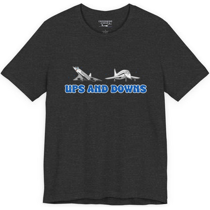 Ups and Downs — Funny Supersonic Jet Cartoon Aviation T-Shirt