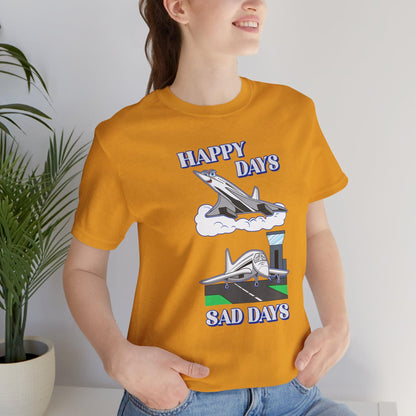 Happy Days / Sad Days — Retro Droop-Nose Airliner Cartoon T-Shirt