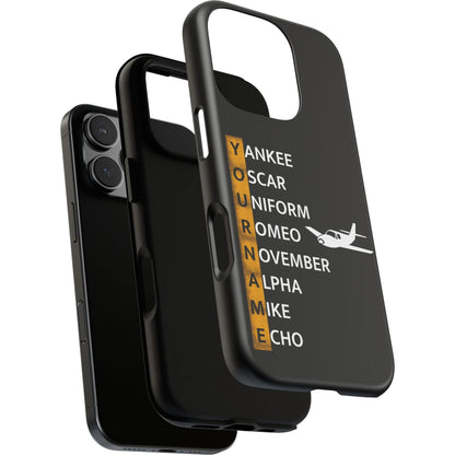 Your Name in NATO Phonetic Alphabet Personalized Tough Phone Case for Aviators