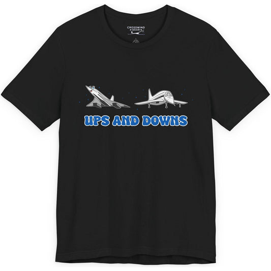 Ups and Downs — Funny Supersonic Jet Cartoon Aviation T-Shirt