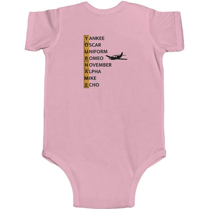 Your Name in NATO Phonetic Alphabet Personalized Aviation Jersey Baby Bodysuit