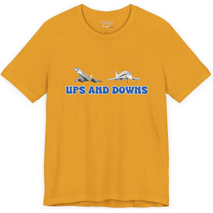 Ups and Downs — Funny Supersonic Jet Cartoon Aviation T-Shirt