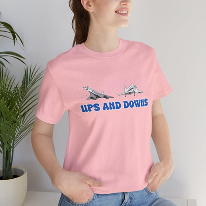 Ups and Downs — Funny Supersonic Jet Cartoon Aviation T-Shirt