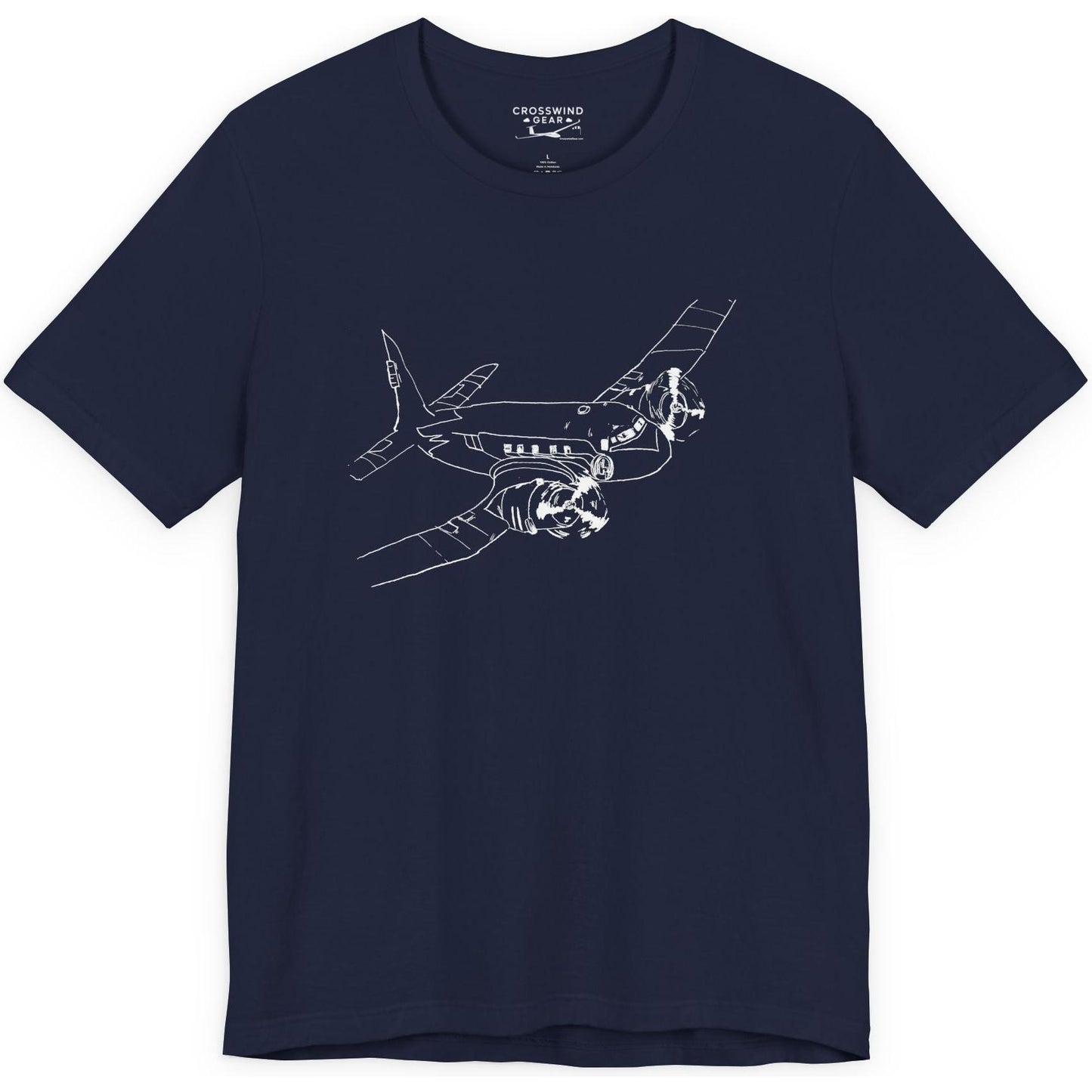 Propeller airliner in flight original artwork - aviation T-Shirt