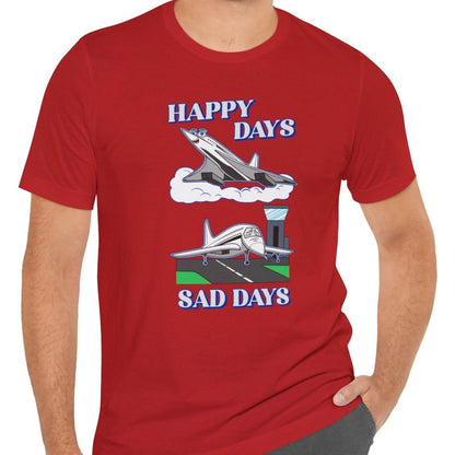 Happy Days / Sad Days — Retro Droop-Nose Airliner Cartoon T-Shirt