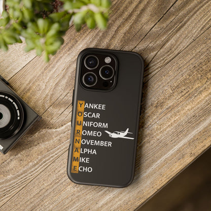 Your Name in NATO Phonetic Alphabet Personalized Tough Phone Case for Aviators