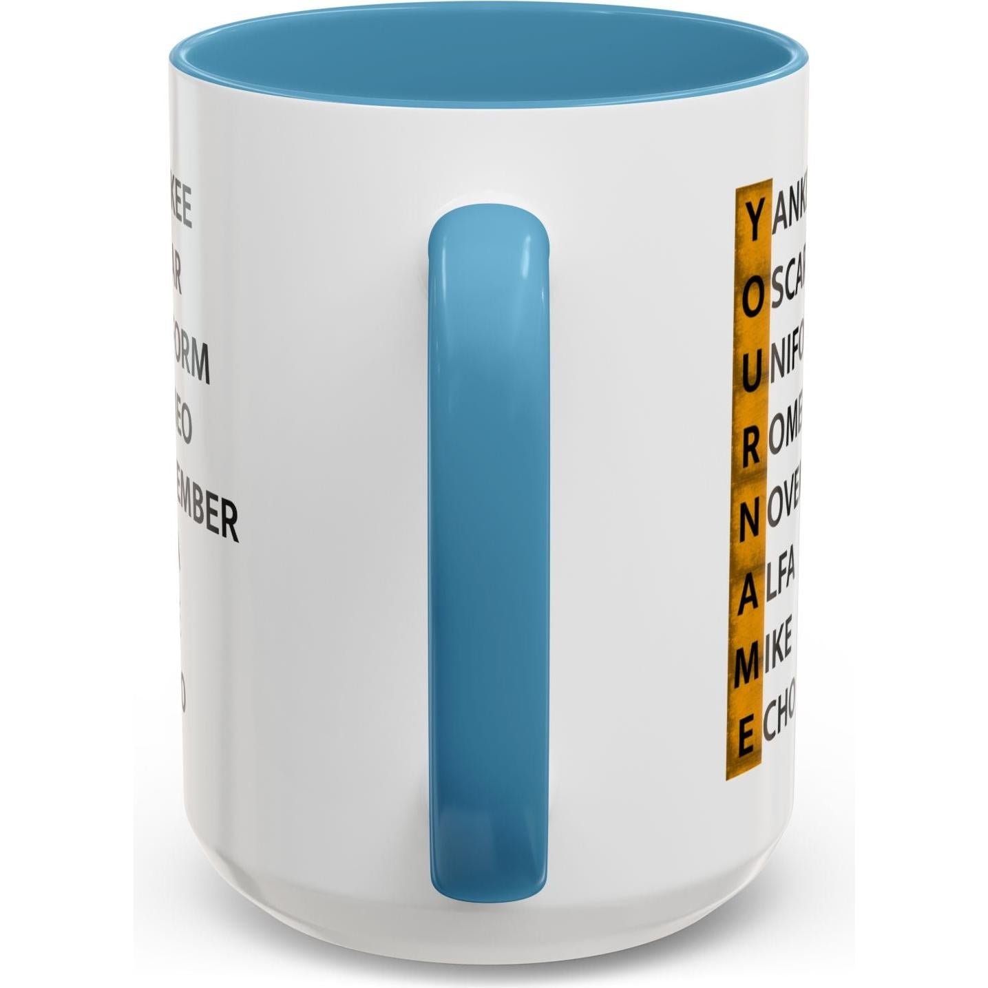 Your Name in NATO Phonetic Alphabet — Personalized Aviation Mug w/color options