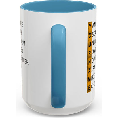 Your Name in NATO Phonetic Alphabet — Personalized Aviation Mug w/color options