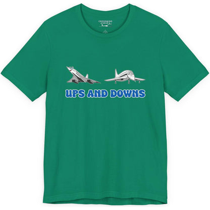 Ups and Downs — Funny Supersonic Jet Cartoon Aviation T-Shirt