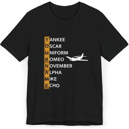 Your Name in NATO Phonetic Alphabet Personalized Aviation T-Shirt