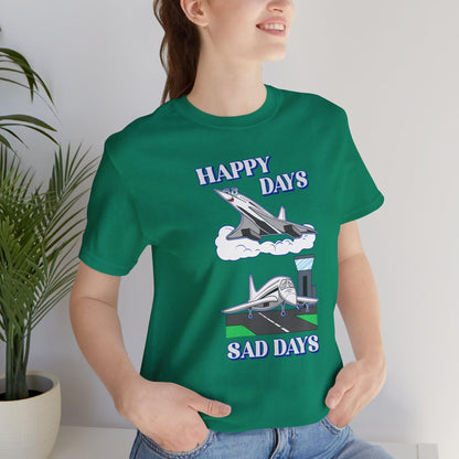 Happy Days / Sad Days — Retro Droop-Nose Airliner Cartoon T-Shirt