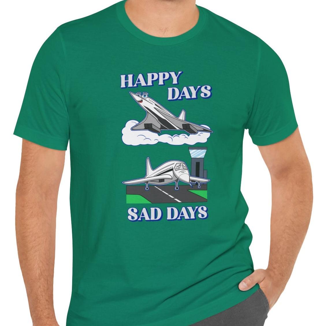 Happy Days / Sad Days — Retro Droop-Nose Airliner Cartoon T-Shirt