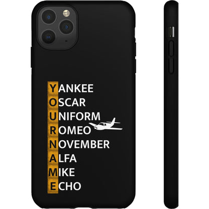 Your Name in NATO Phonetic Alphabet — Personalized Tough Phone Case for Aviators