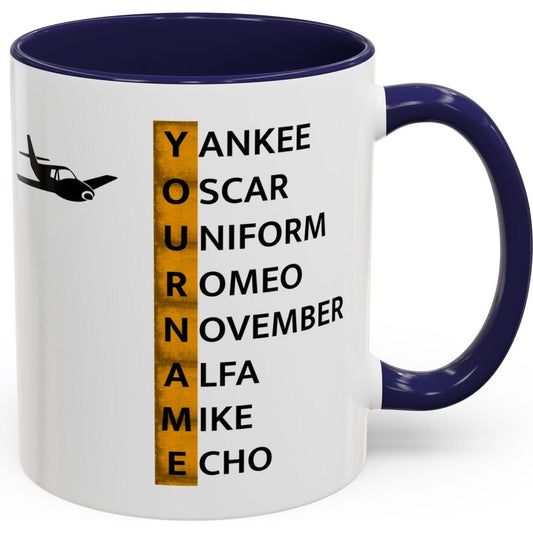 Your Name in NATO Phonetic Alphabet — Personalized Aviation Mug w/color options