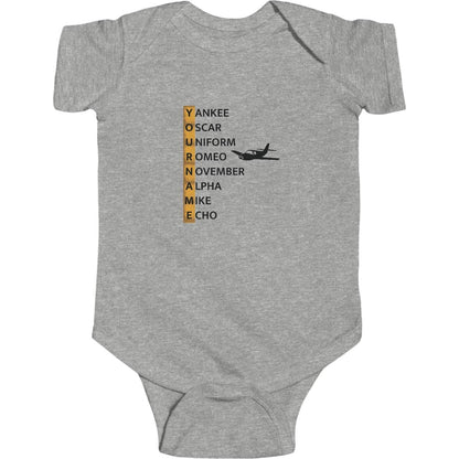 Your Name in NATO Phonetic Alphabet Personalized Aviation Jersey Baby Bodysuit