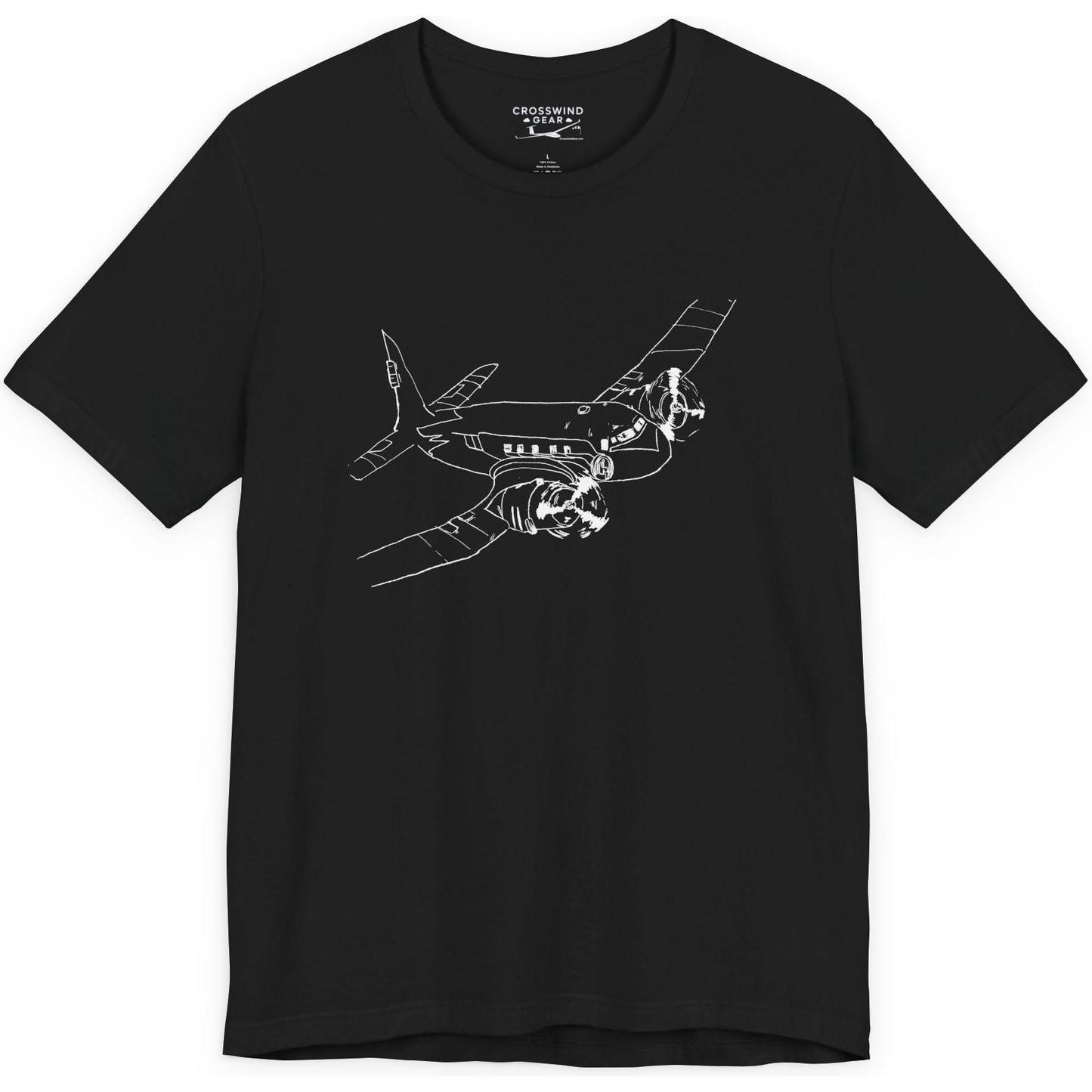 Propeller airliner in flight original artwork - aviation T-Shirt