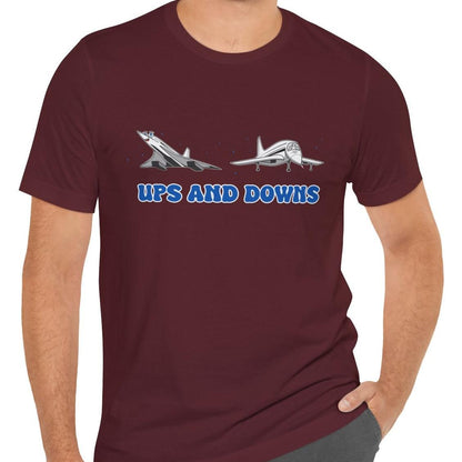Ups and Downs — Funny Supersonic Jet Cartoon Aviation T-Shirt