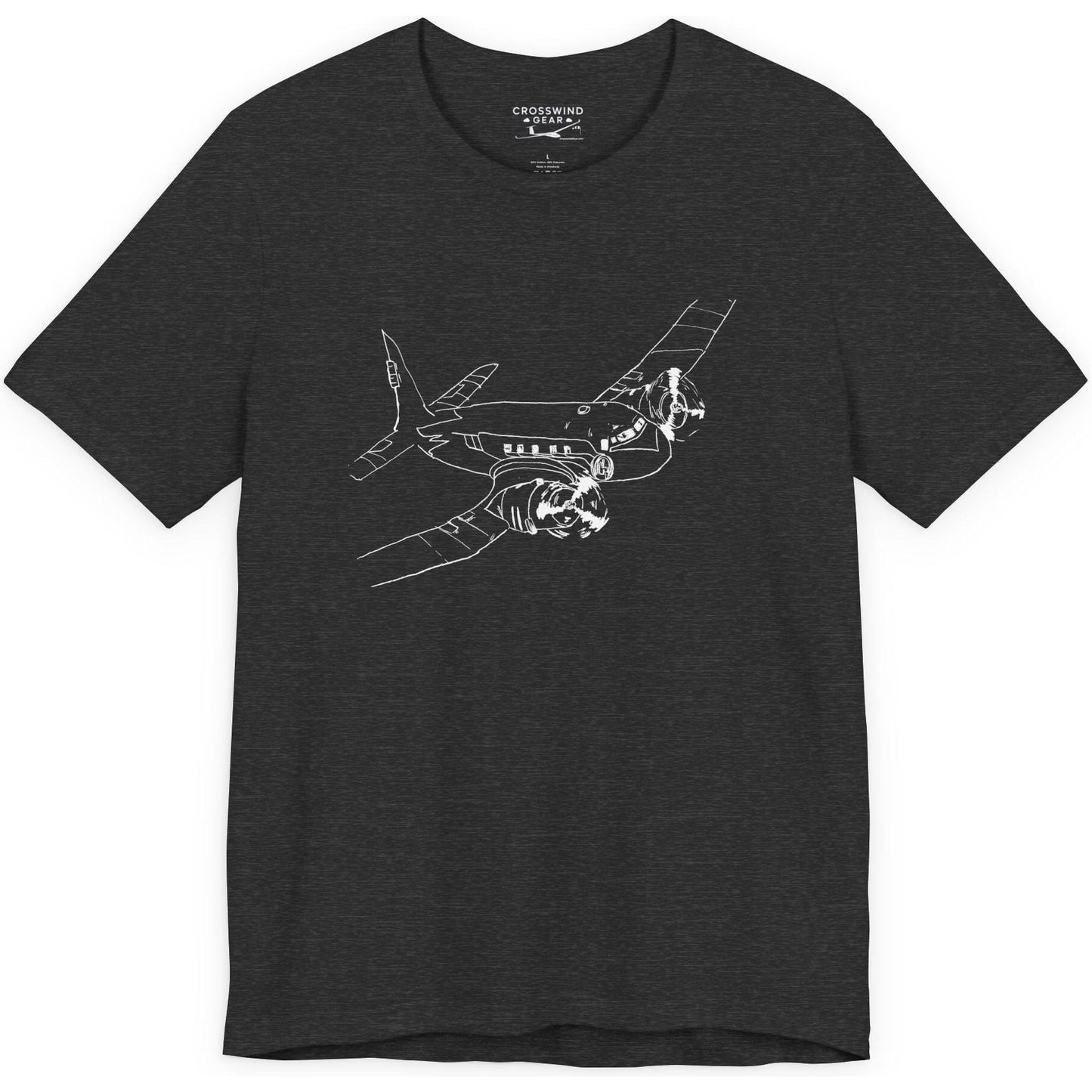 Propeller airliner in flight original artwork - aviation T-Shirt