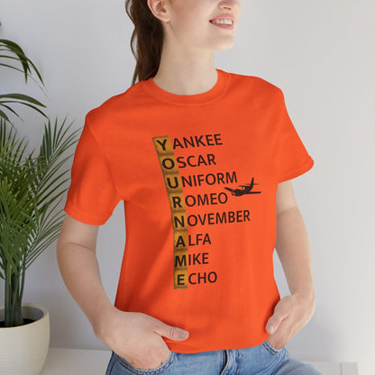 Your Name in NATO Phonetic Alphabet — Personalized Aviation T-Shirt