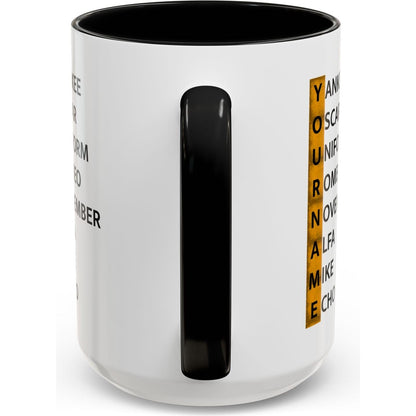 Your Name in NATO Phonetic Alphabet — Personalized Aviation Mug w/color options
