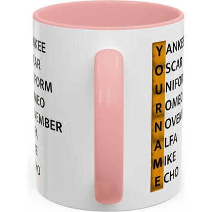 Your Name in NATO Phonetic Alphabet — Personalized Aviation Mug w/color options