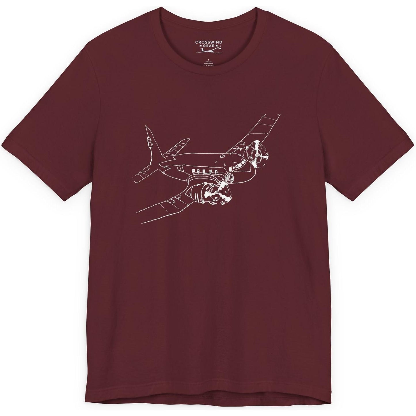 Propeller airliner in flight original artwork - aviation T-Shirt