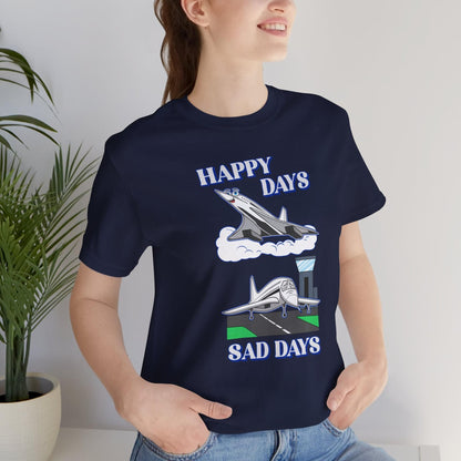 Happy Days / Sad Days — Retro Droop-Nose Airliner Cartoon T-Shirt