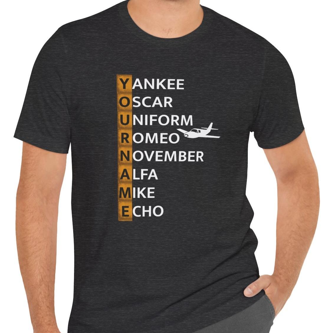Your Name in NATO Phonetic Alphabet — Personalized Aviation T-Shirt