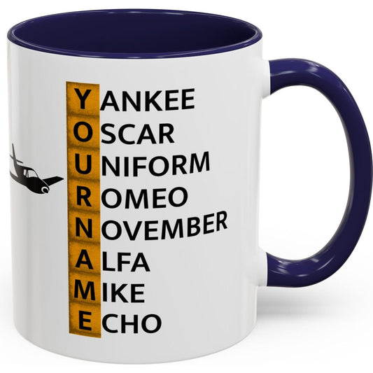 Your Name in NATO Phonetic Alphabet — Personalized Aviation Mug w/color options