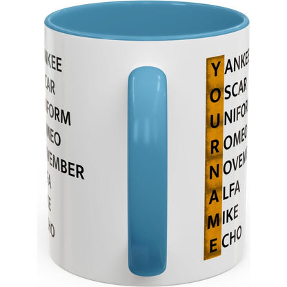 Your Name in NATO Phonetic Alphabet — Personalized Aviation Mug w/color options