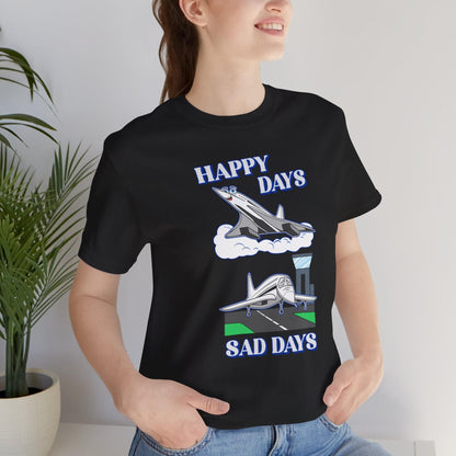 Happy Days / Sad Days — Retro Droop-Nose Airliner Cartoon T-Shirt
