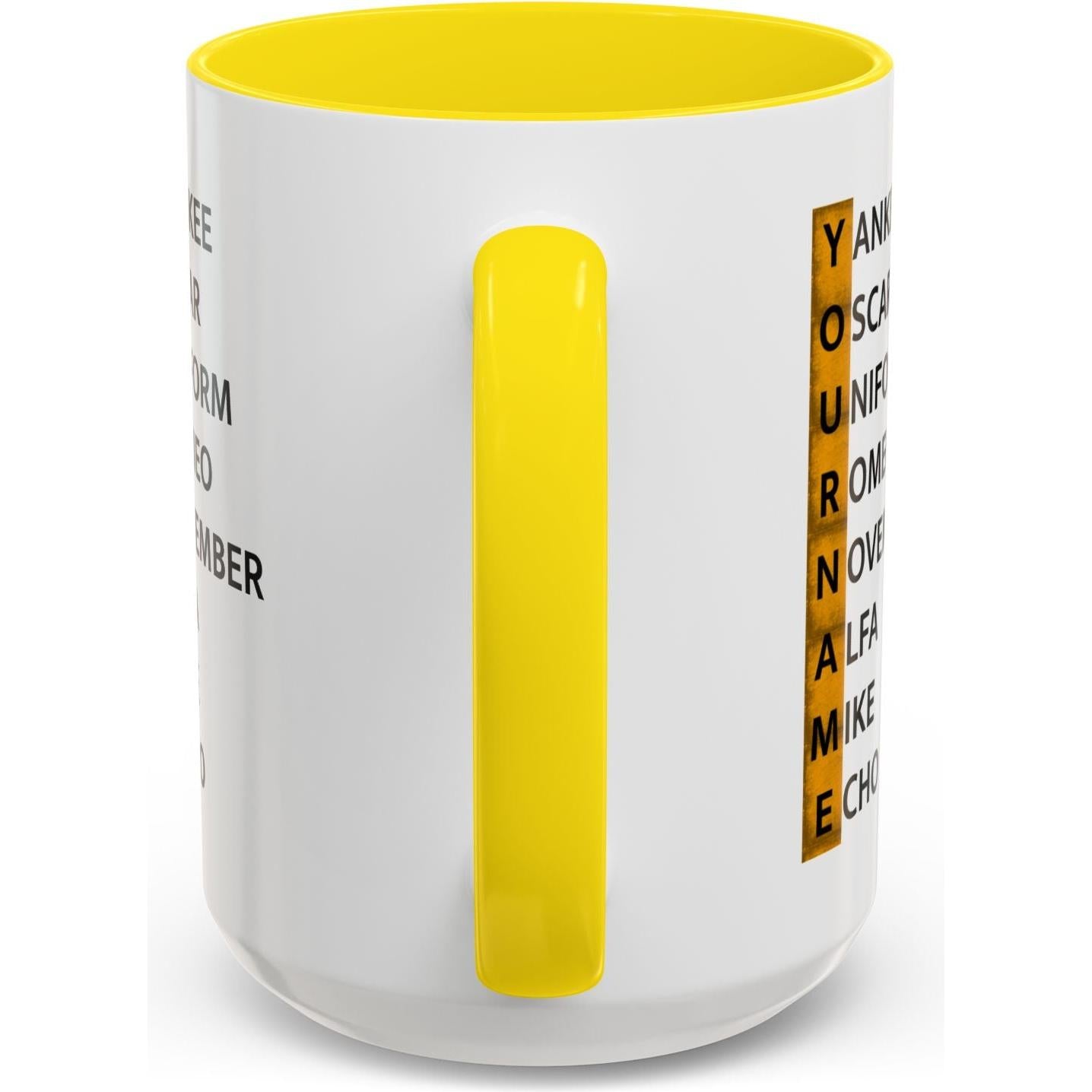 Your Name in NATO Phonetic Alphabet — Personalized Aviation Mug w/color options