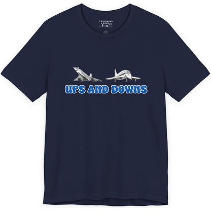 Ups and Downs — Funny Supersonic Jet Cartoon Aviation T-Shirt
