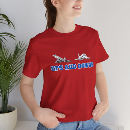 Ups and Downs — Funny Supersonic Jet Cartoon Aviation T-Shirt