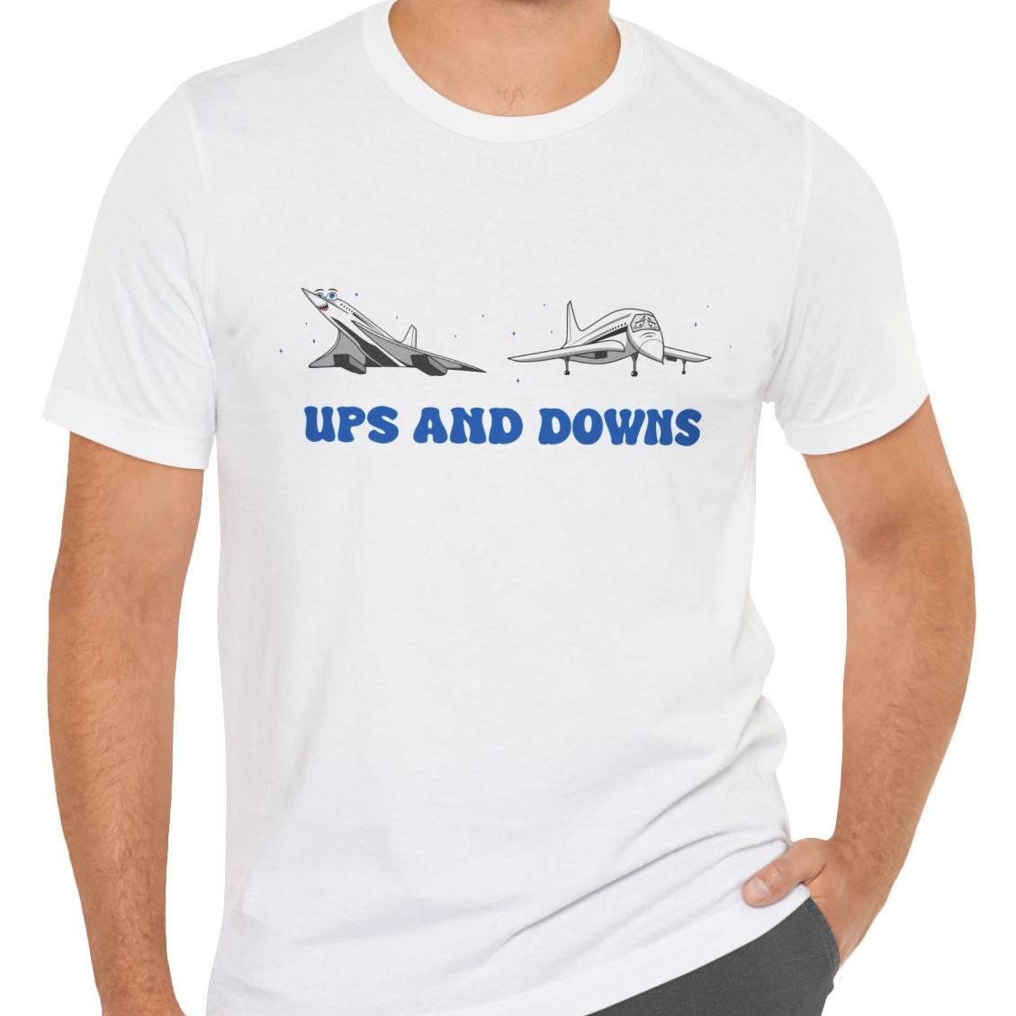 Ups and Downs — Funny Supersonic Jet Cartoon Aviation T-Shirt