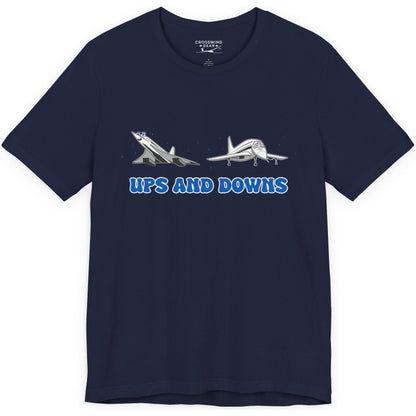Ups and Downs — Funny Supersonic Jet Cartoon Aviation T-Shirt