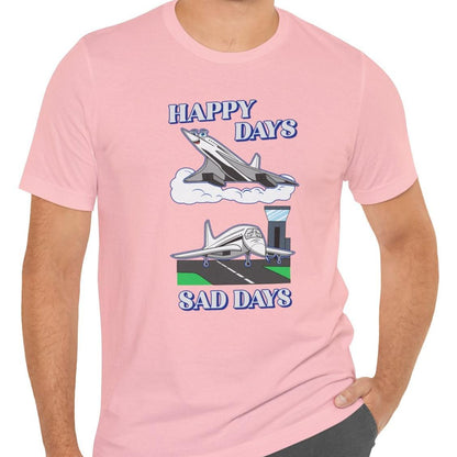 Happy Days / Sad Days — Retro Droop-Nose Airliner Cartoon T-Shirt