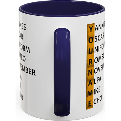Your Name in NATO Phonetic Alphabet — Personalized Aviation Mug w/color options