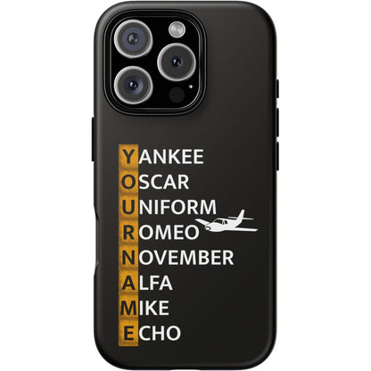 Your Name in NATO Phonetic Alphabet — Personalized Tough Phone Case for Aviators