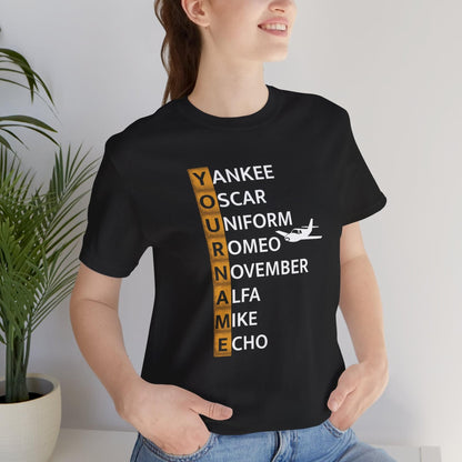 Your Name in NATO Phonetic Alphabet — Personalized Aviation T-Shirt