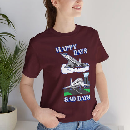 Happy Days / Sad Days — Retro Droop-Nose Airliner Cartoon T-Shirt