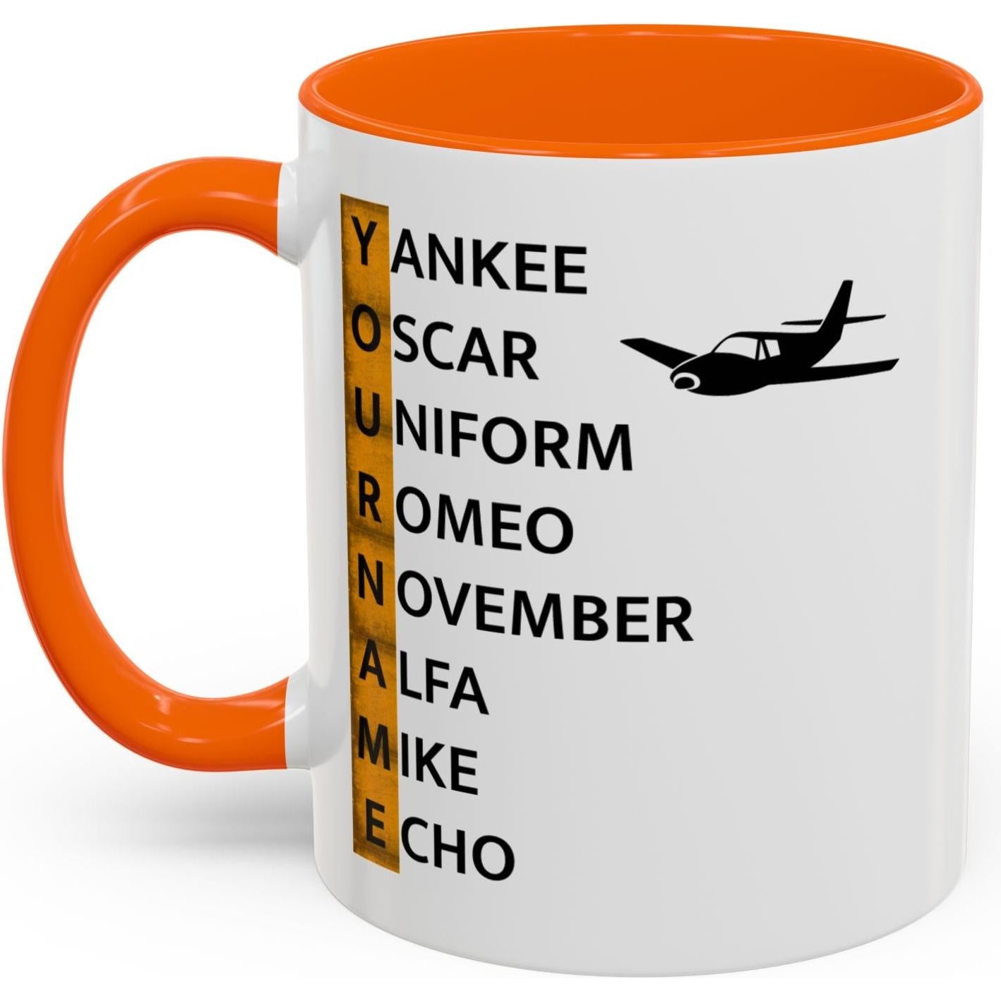 Your Name in NATO Phonetic Alphabet — Personalized Aviation Mug w/color options