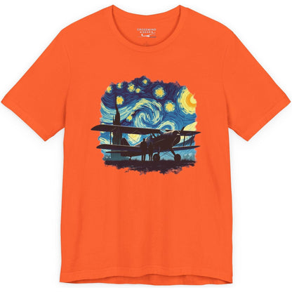 Taildragger airplane, Van Gogh-style starry night - aviation fan's T-Shirt
