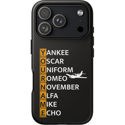 Your Name in NATO Phonetic Alphabet — Personalized Tough Phone Case for Aviators