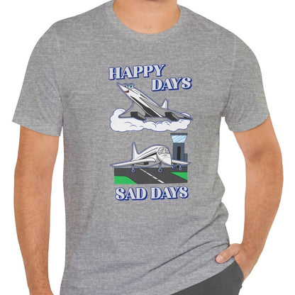 Happy Days / Sad Days — Retro Droop-Nose Airliner Cartoon T-Shirt